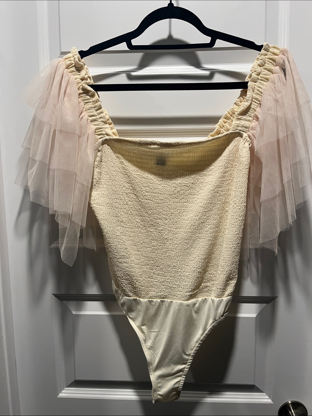 Square neck butterfly sleeve bodysuit
